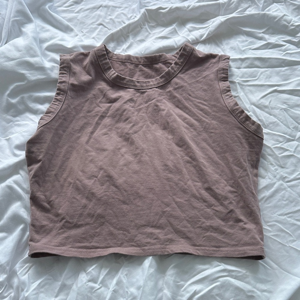 Women's Sleeveless Cropped Tank Top - Dusty Mauve